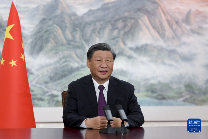 9月2日上午，国家主席习近平在北京向2023年中国国际服务贸易交易会全球服务贸易峰会发表视频致辞。新华社记者 李学仁摄.jpg